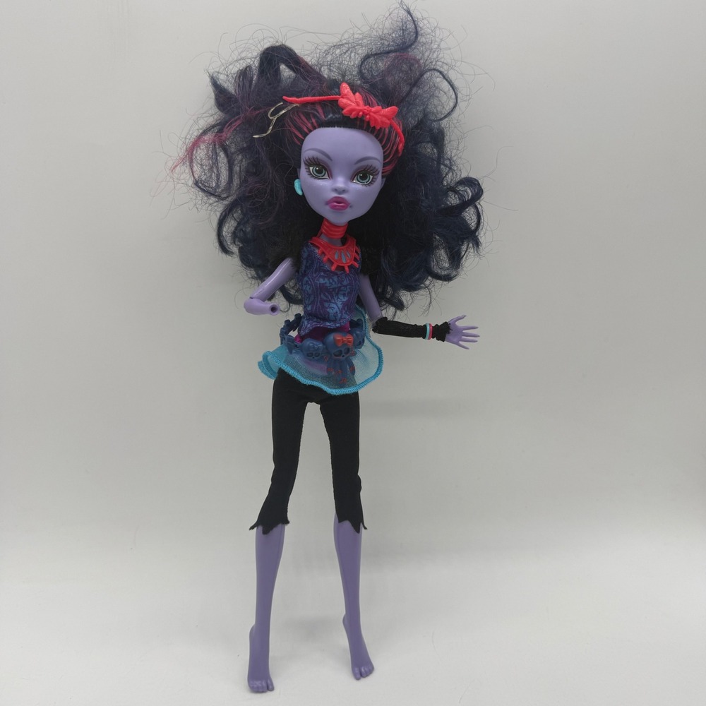 Monster High Jane Boolittle Doll Purple Jungle Skull Belt Missing Hand